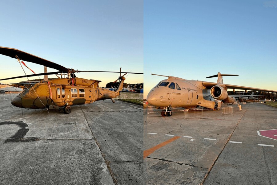Viacúčelový vrtuľník UH-60 Black Hawk a dopravné lietadlo KC-390 Embraer Millennium na Dňoch NATO 2025. Foto: Rigad