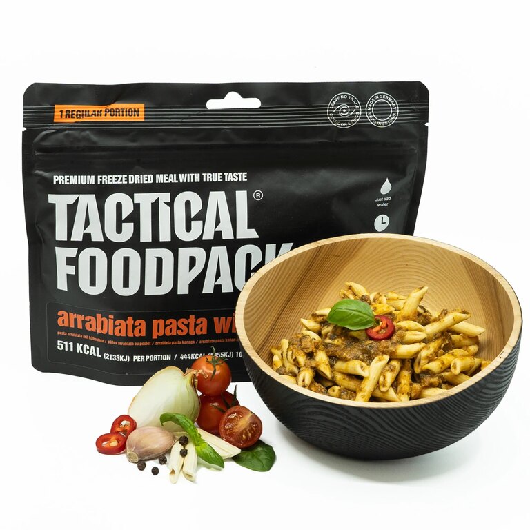 Dehydrované jedlo Cestoviny Arrabiata s kuracím mäsom Tactical Foodpack®