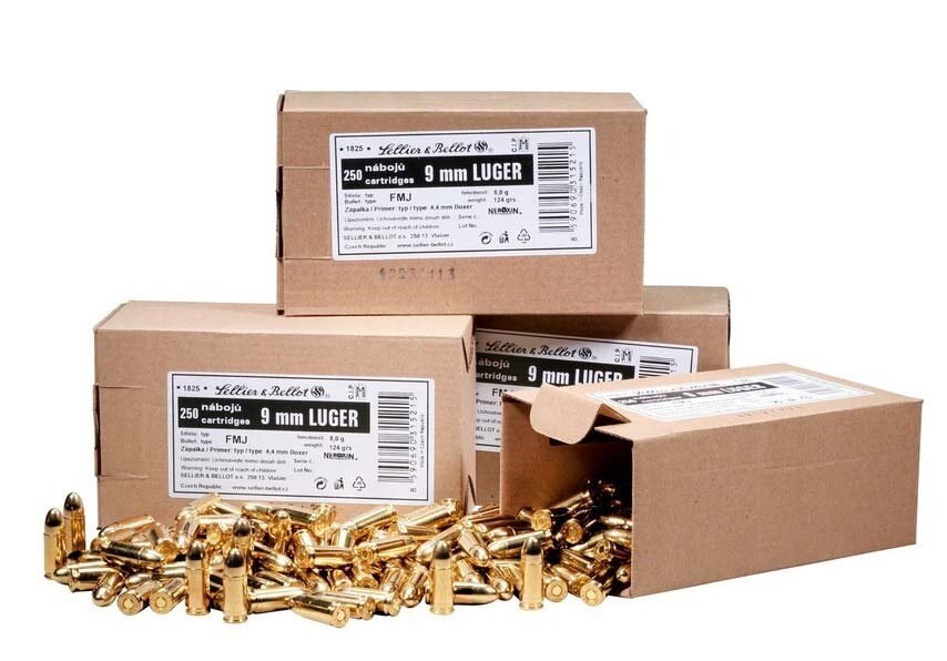 Náboje FMJ Sellier&Bellot® / 9 mm Luger / 8 g - 124 grs / 250 ks