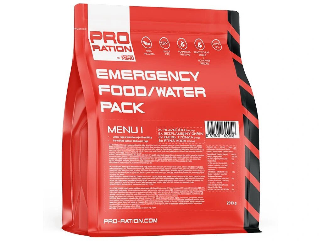 Núdzová potravinová dávka Emergency Food / Water Pro Ration®, MENU I