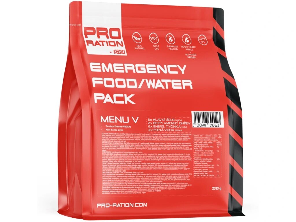 Núdzová potravinová dávka Emergency Food / Water Pro Ration®, MENU V