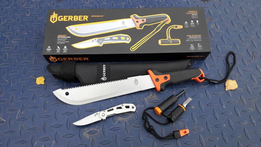 Sada Gerber® Overcome mačeta, nôž, kresadlo