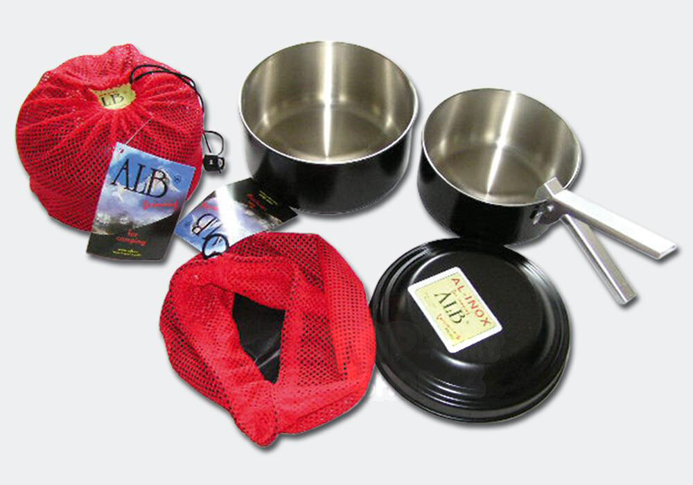Sendvičový - skladacie štvordielny kempingový riad ALB® AL-INOX
