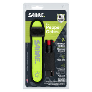 Súprava pre bežcov 2 v 1 Sabre Red® - obranný sprej + LED páska na ruku