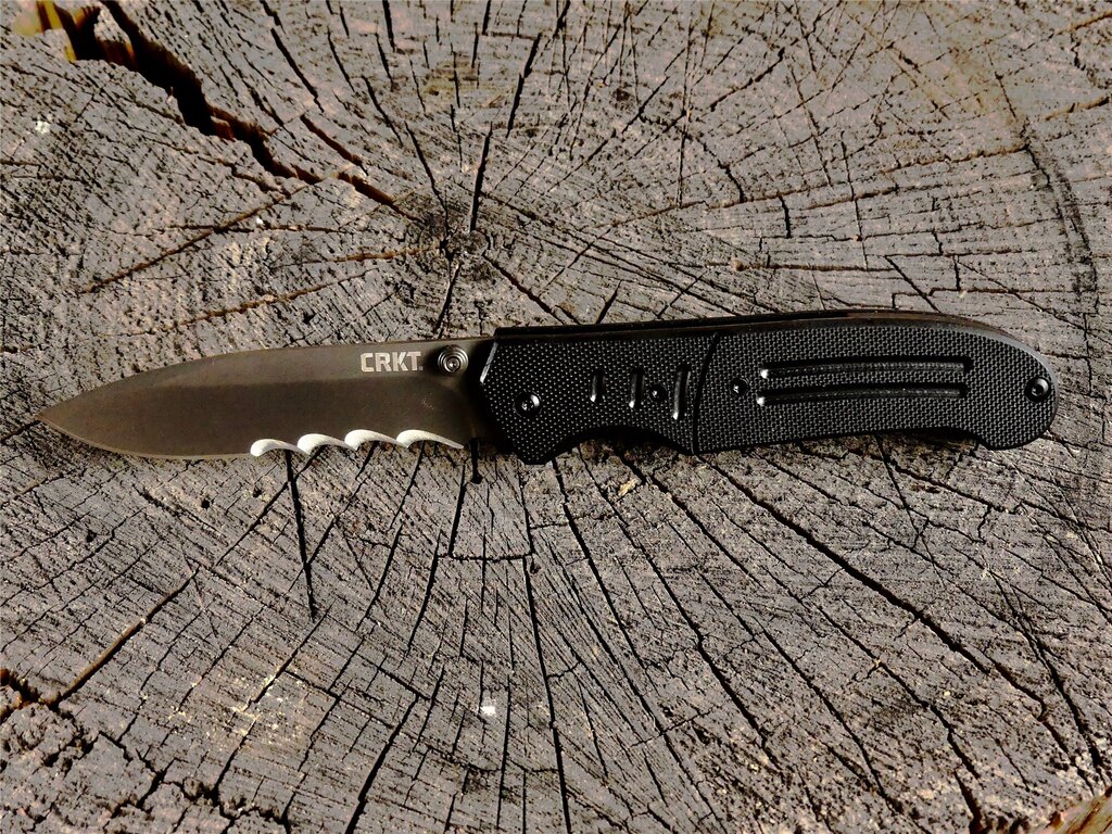 Zatvárací nôž Ignitor™ CRKT® kombinované ostrie - čierny