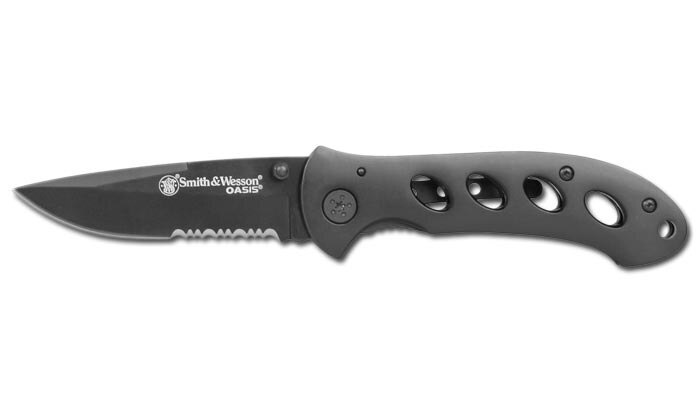 Zatvárací nôž Smith & Wesson® Oasis Titanium Finish s kombinovaným ostrím