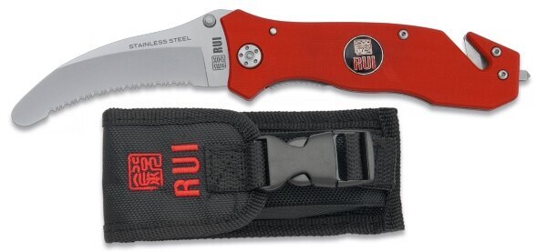 Zatvárací nôž záchranársky RUI® Tactical 10945 so zubatým ostrím - červený